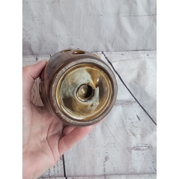 Vintage OMC Art Pottery Owl Cup Boho Planter Candle Pencil Brush Holder - Picture 6 of 7